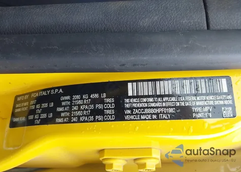 2017 Jeep Renegade Latitude 4X4 from USA, damaged, VIN ZACCJBBB0HPF01982